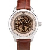 Emporio Armani Meccanico Brown Leather Strap Open Dial 98249 Replica