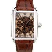 Emporio Armani Meccanico Brown Leather Strap Open Dial 98255