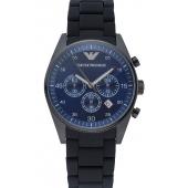 Emporio Armani Sportivo Chronograph Blue Dial Ion-plated Case Black Bracelet  622347