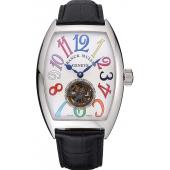 Franck Muller Casablanca Black Croco Leather Strap White Dial 80280