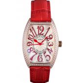 Franck Muller Casablanca Red Croco Leather Band Crystal Encrusted Bezel  621647