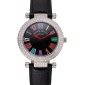 Cheap Franck Muller Double Mistery Ronde Black Dial Stainless Steel Case Black Leather Strap