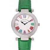 Franck Muller Double Mistery Ronde White Dial Stainless Steel Case Green Leather Strap