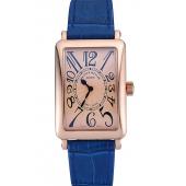 Franck Muller Long Island  Gold Dial Gold Case Blue Leather Band  622367