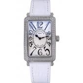 Franck Muller Long Island  White Dial Diamonds Case White Leather Band  622368