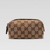 Gucci Cosmetic Cases 29596R Coffee Canvas Makeup Bags