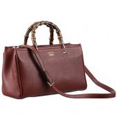 Cheap Gucci Bamboo Shopper Leather Small Tote Burgundy  607317