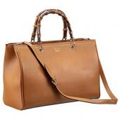 Gucci Bamboo Shopper Leather Tote Tan 607313