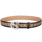 Replica Gucci Beige Leather Belt with Interlocking G Buuckle