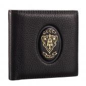 Gucci Bi-Fold Wallet With Gold Gucci Logo Black Replica