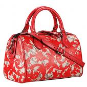 Gucci Boston Arabesque Canvas Shoulder Bag Red