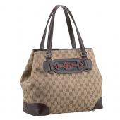 Gucci Dressage Original GG Canvas Dark Brown Tote