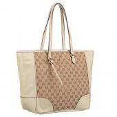 Gucci GG Supreme Canvas And Beige Leather Tote 18926776