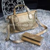 Gucci Handbag Cross Body Bag Gold Calfskin