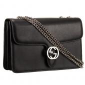 Gucci Interlocking Shoulder Bag Black Replica