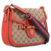 Gucci Lady Web GG Canvas And Orange Leather Medium Bag  18926782