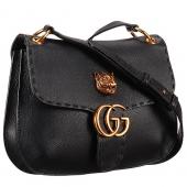 Gucci Marmont Leather Shoulder Bag Black Replica