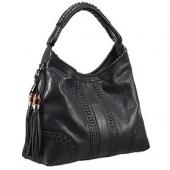 Cheap Gucci Medium Woven Tassels Black Leather Hobo 607325