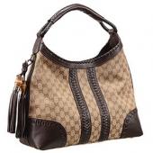 Gucci Medium Woven Tassels Brown Leather Trim Guccissima Hobo 607326 Replica