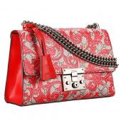 Cheap Gucci Padlock Arabesque Canvas Shoulder Bag Red