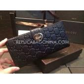 Gucci Wallet Lattice Pattern Black Calfskin Purse