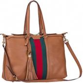 Gucci Rania Web Cognac Leather   Handle Tote