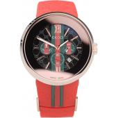 Gucci Red Rubber Band Black Round Dial 2165-307