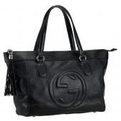 Gucci Soho Tote with Embossed Interlocking G Dark Black