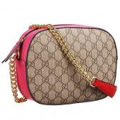 Gucci Supreme Canvas Mini Chain Bag Red & Fuchsia