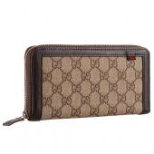 Gucci Supreme Canvas Wallet With Brown Leather Trim