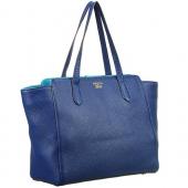 Cheap Gucci Swing Leather Tote Dark Blue Medium 607683