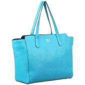 Gucci Swing Leather Tote Light Blue Medium 607684