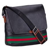 Gucci Web Black Leather Medium Messenger Bag