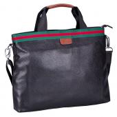 Gucci Web Black Leather  Handle Medium Messenger Bag