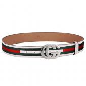 Gucci Web Leather Belt with Interlocking G Buckle