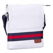 Gucci Web White Leather Small Messenger Bag