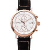 Hamilton Navy Pioneer Chrono White Dial Rose Gold Case Black Leather Strap