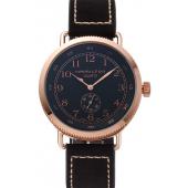 Hamilton Navy Pioneer Small Second Black Dial Rose Gold Case Black Leather Strap