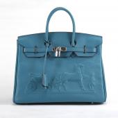 Hermes Birkin 1045 Handbag Cow Leather Blue