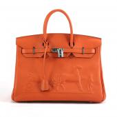 Cheap Hermes Birkin 1045 Ladies Cow Leather Orange Handbag