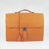 Hermes Briefcases 2813 Briefcase Cow Leather Orange Handbag