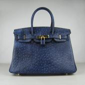 Replica Hermes Birkin 6088 Ostrich Skin Blue Handbag