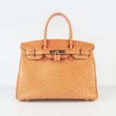 Hermes Birkin 6088 Handbag Ostrich Skin Orange