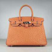 Hermes Birkin 6088 Ladies Ostrich Skin Orange Handbag