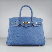 Hermes Birkin 6088 Handbag Ostrich Skin Blue