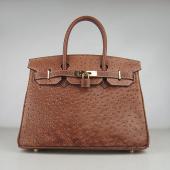 Hermes Birkin 6088 Handbag Ostrich Skin Coffee