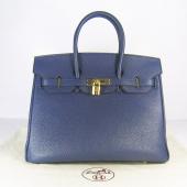 Hermes Birkin 6089 Cow Leather Blue Bag