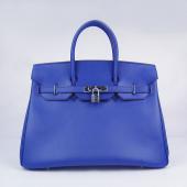 Cheap Hermes Original leather 6089 Handbag Cow Leather Blue