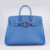 Hermes Original leather 6089 Cow Leather Blue Bag