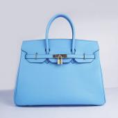 Hermes Original leather 6089 Ladies Handbag Blue